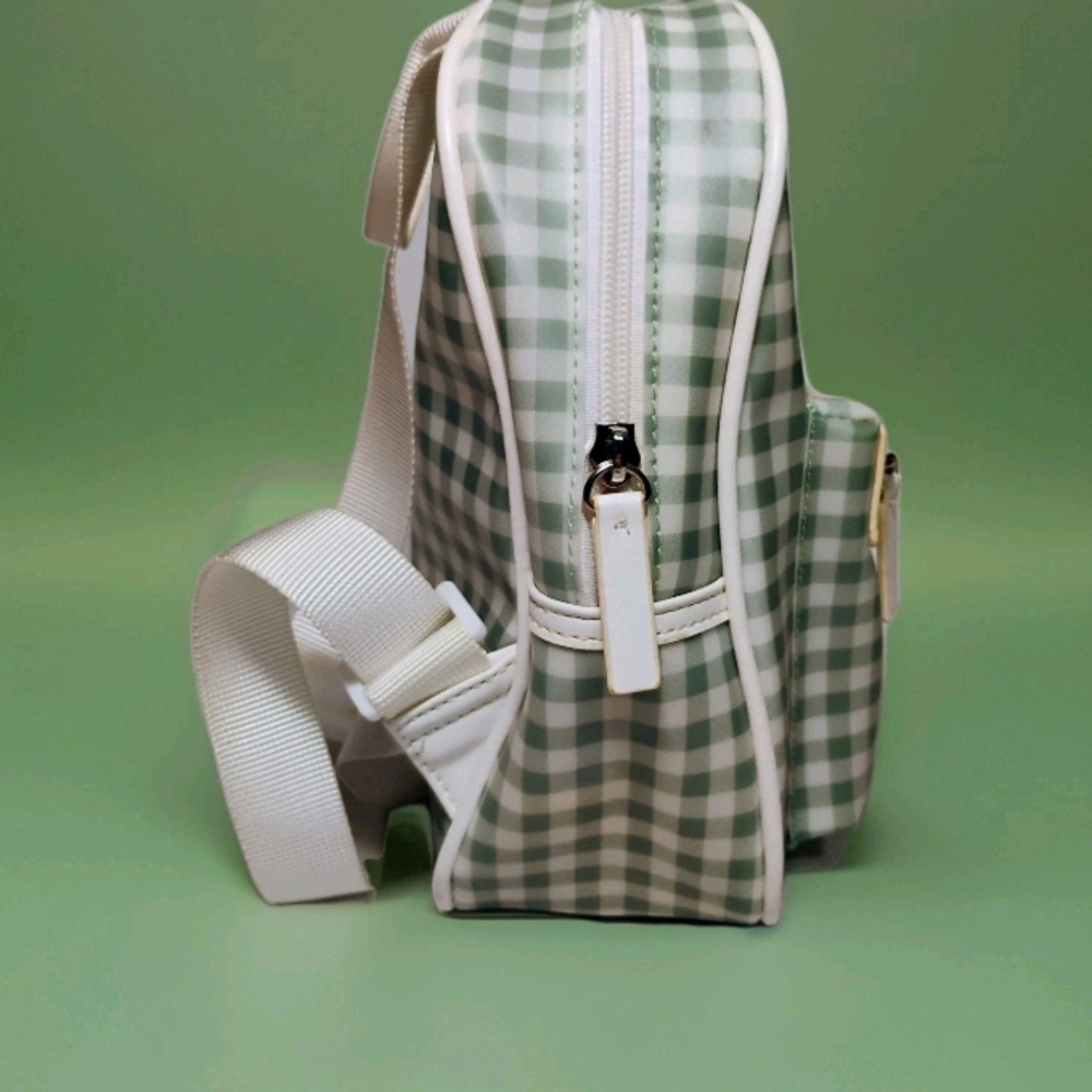 Guess Green White Checkered Backpack Gingham Pattern Crossbody Shoulder Bag - Picture 2 of 7